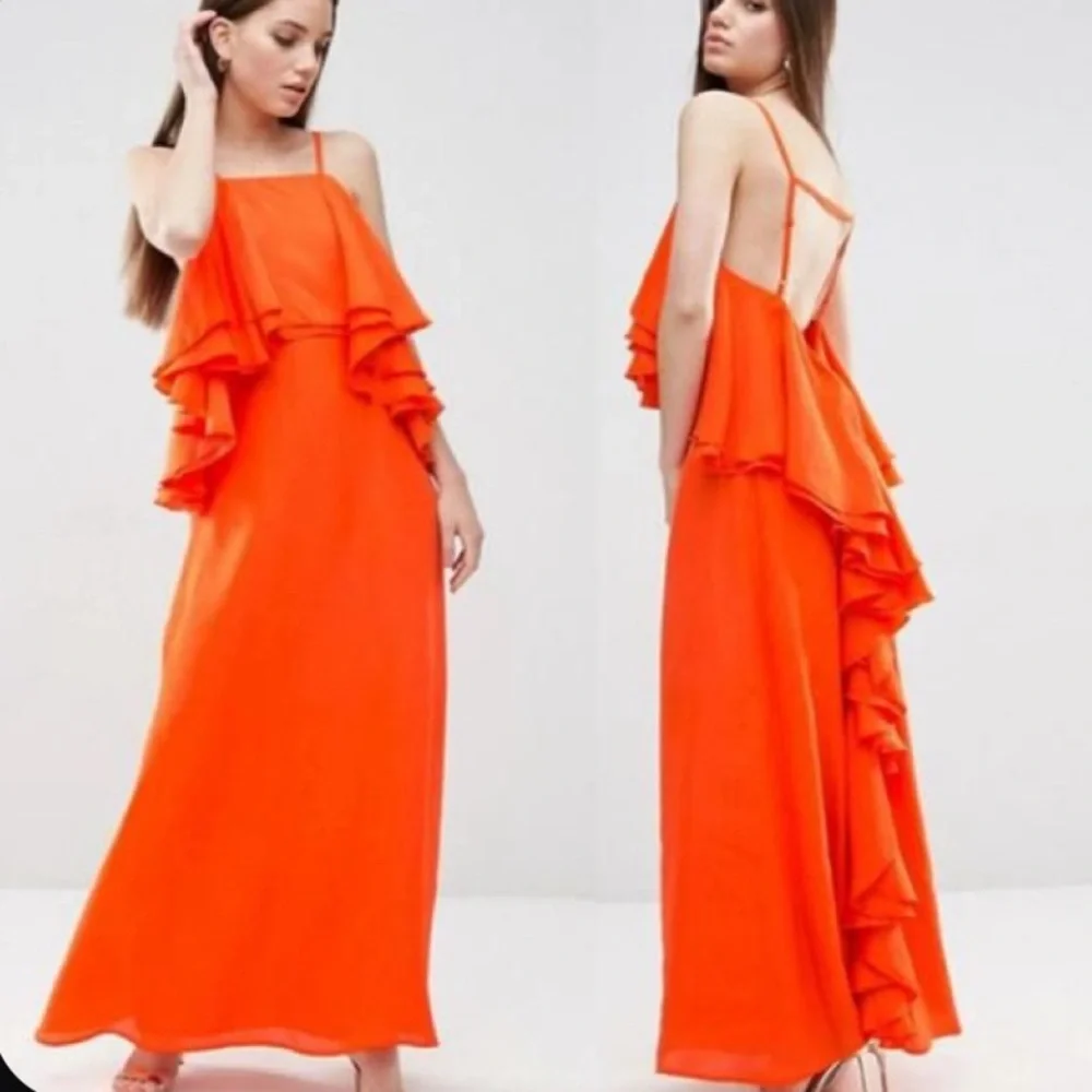 ASOS Ruffle Waterfall Soft Maxi Dress - Picture 1 of 5